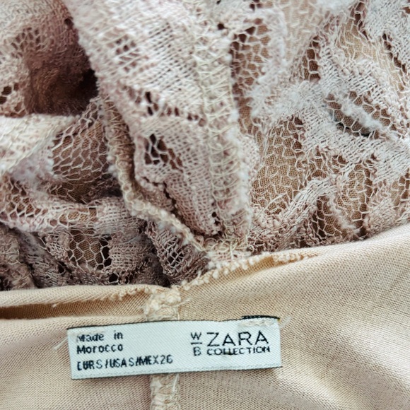 Zara Lace Mini Dress Lined Beige Spaghetti Strap Womens Small Romantic Whimsical - Picture 4 of 6